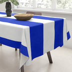 Cobalt Blue and White Wide Cabana Tent Stripe Tablecloth Gallery Image 3