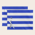 Cobalt Blue and White Wide Cabana Tent Stripe Placemat Gallery Image 1
