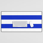 Cobalt Blue and White Wide Cabana Tent Stripe Desk Mat Gallery Image 1