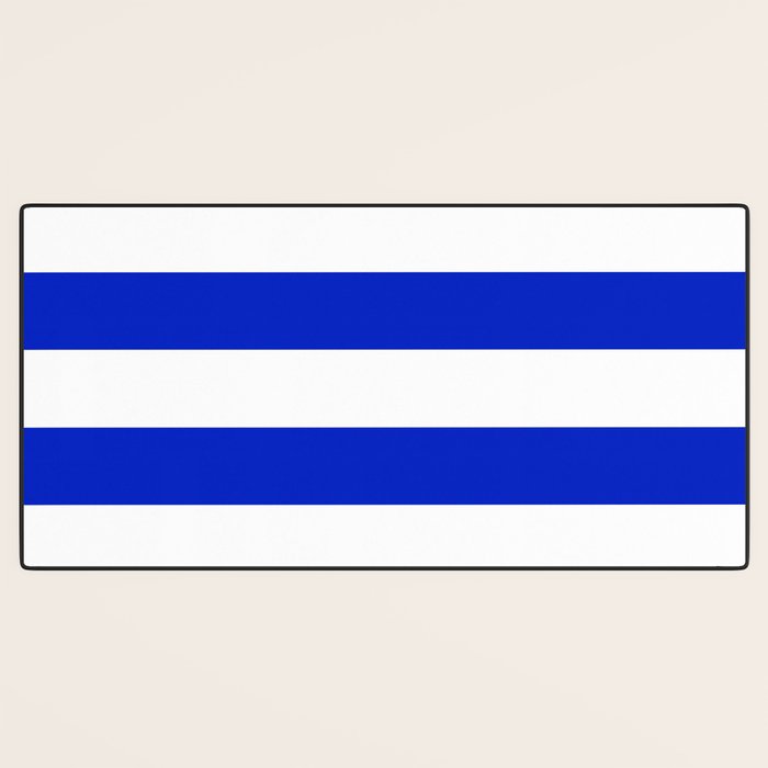 Cobalt Blue and White Wide Cabana Tent Stripe Desk Mat Gallery Image 3