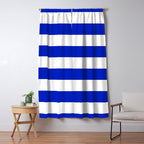 Cobalt Blue and White Wide Cabana Tent Stripe Window Curtain Gallery Image 5
