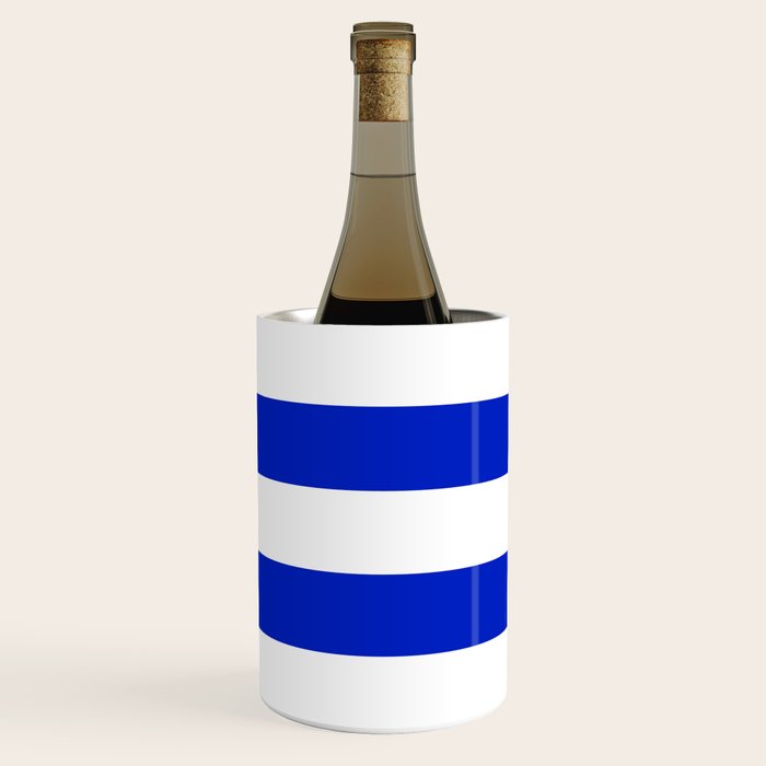 Cobalt Blue and White Wide Cabana Tent Stripe Wine Chiller Gallery Image 3