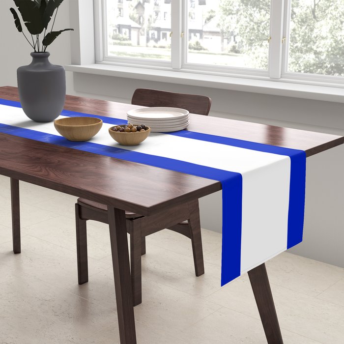 Cobalt Blue and White Wide Cabana Tent Stripe Table Runner Gallery Image 2