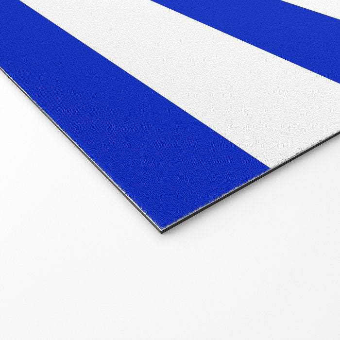Cobalt Blue and White Wide Cabana Tent Stripe Welcome Mat Gallery Image 2