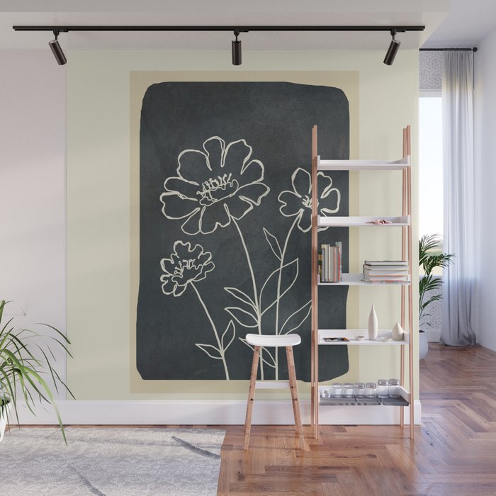 Sketch Line Flowers 4 Wall Mural Gallery Image 1