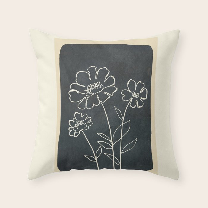 Sketch Line Flowers 4 Throw Pillow Gallery Image 6