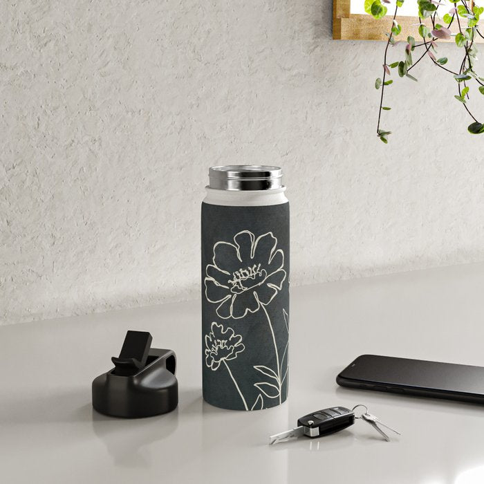 Sketch Line Flowers 4 Water Bottle Gallery Image 4