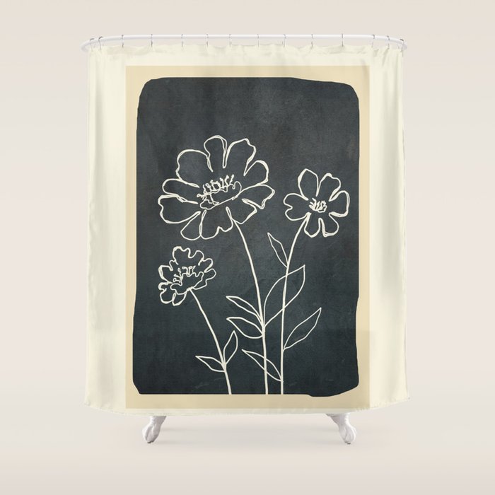 Sketch Line Flowers 4 Shower Curtain Gallery Image 1