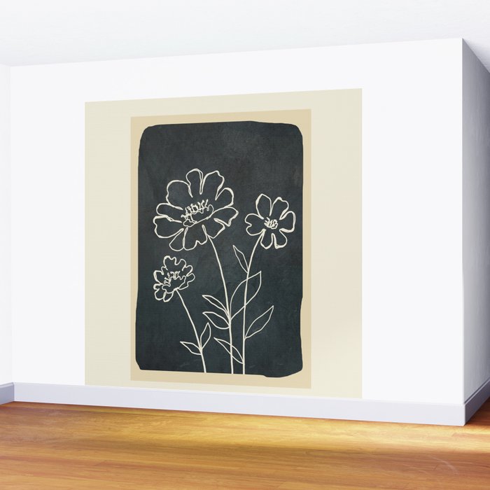 Sketch Line Flowers 4 Wall Mural Gallery Image 2