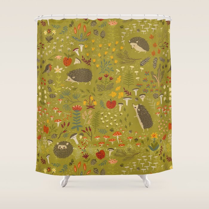 Hedgehog Meadow Shower Curtain Gallery Image 1