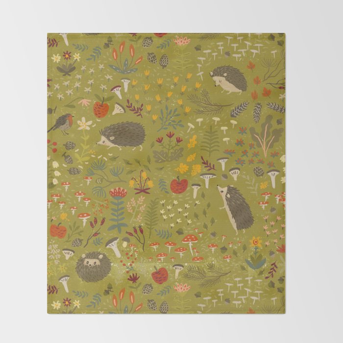 Hedgehog Meadow Throw Blanket Gallery Image 2