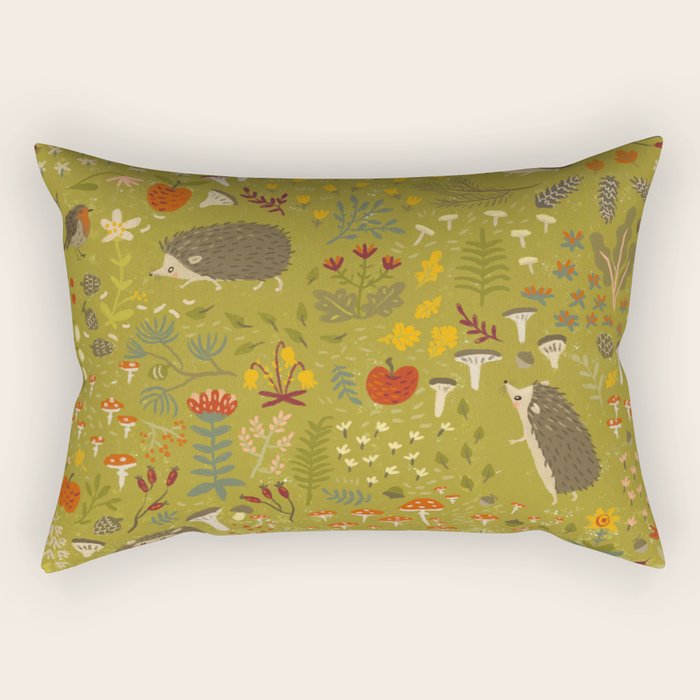 Hedgehog Meadow Rectangular Pillow Gallery Image 2