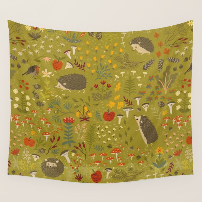 Hedgehog Meadow Wall Tapestry Gallery Image 4