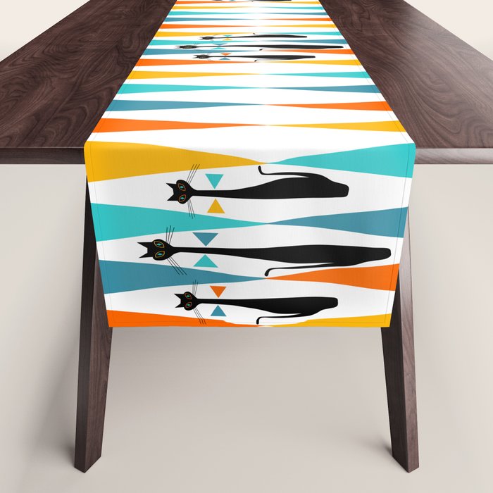 MidCentury Modern Art 10 Jester Cats Table Runner Gallery Image 1