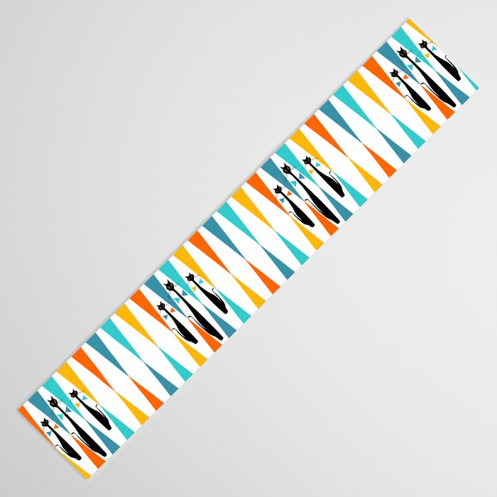 MidCentury Modern Art 10 Jester Cats Table Runner Gallery Image 3