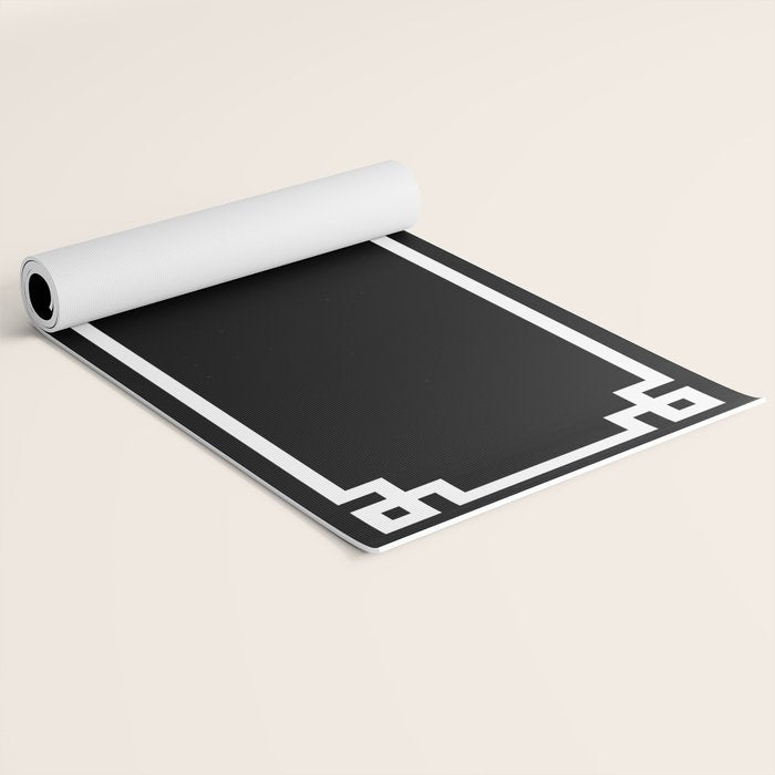 Black and White Greek Key Border Yoga Mat Gallery Image 2