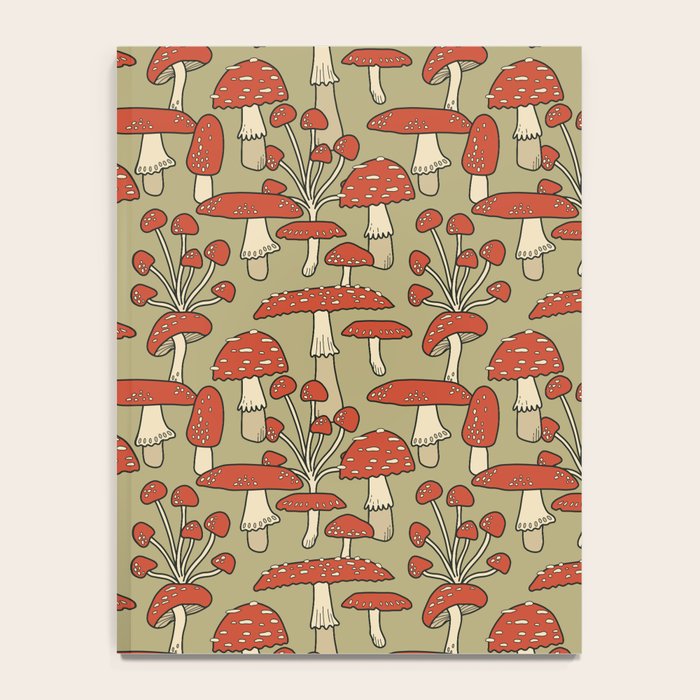 Red Cap Mushrooms on Sage Green Notebook Gallery Image 4