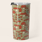 Red Cap Mushrooms on Sage Green Travel Mug Gallery Image 3