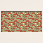 Red Cap Mushrooms on Sage Green Desk Mat Gallery Image 3