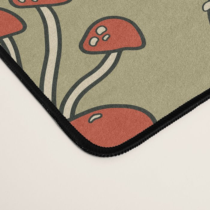 Red Cap Mushrooms on Sage Green Desk Mat Gallery Image 4