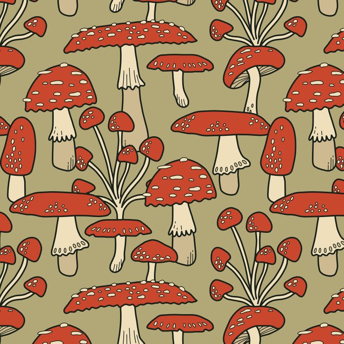 Red Cap Mushrooms on Sage Green Coffee Mug Gallery Image 2