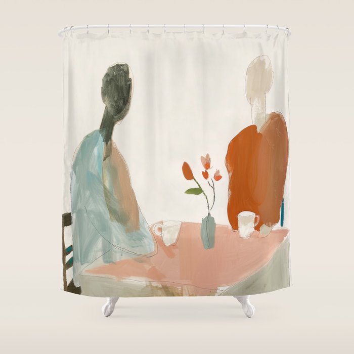 Abstract Cafe Stillness Shower Curtain Gallery Image 1