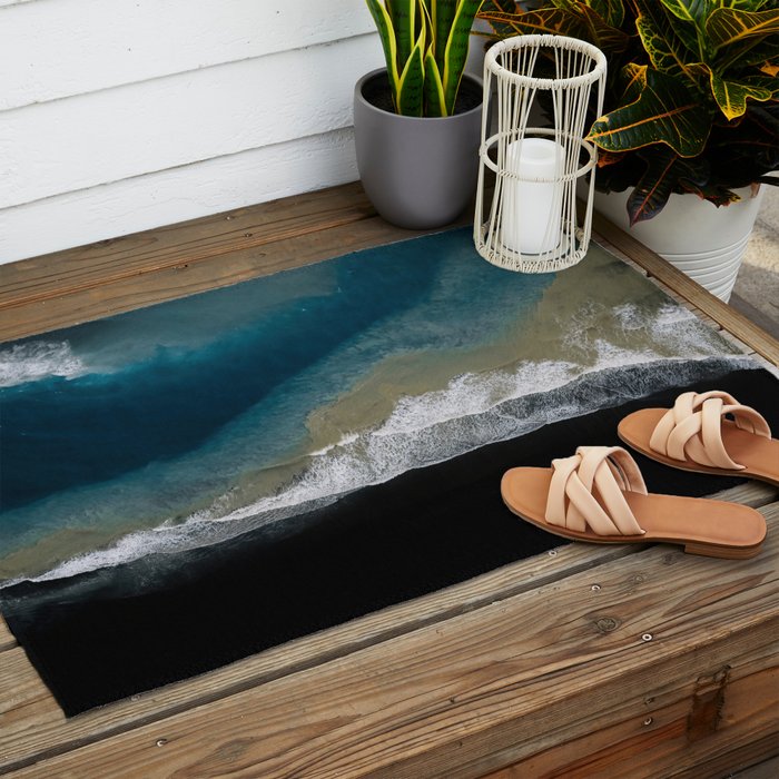  Iceland's Black Sand Beach Landscapes Outdoor Rug Gallery Image 2