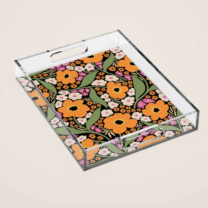 Floral pattern III Acrylic Tray Gallery Image 1