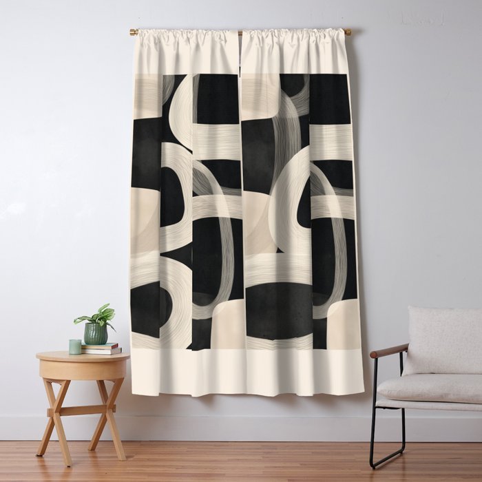 Soft Forms - Abstract Minimalist Line Art Window Curtain Gallery Image 5