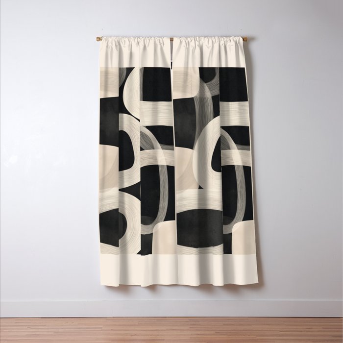 Soft Forms - Abstract Minimalist Line Art Window Curtain Gallery Image 3