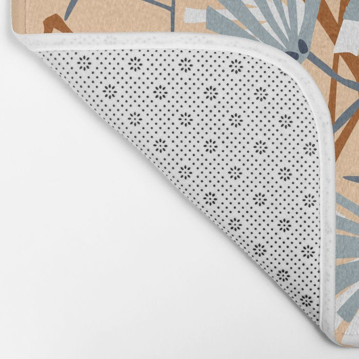 Linocut flower meadow blush Bath Mat Gallery Image 2
