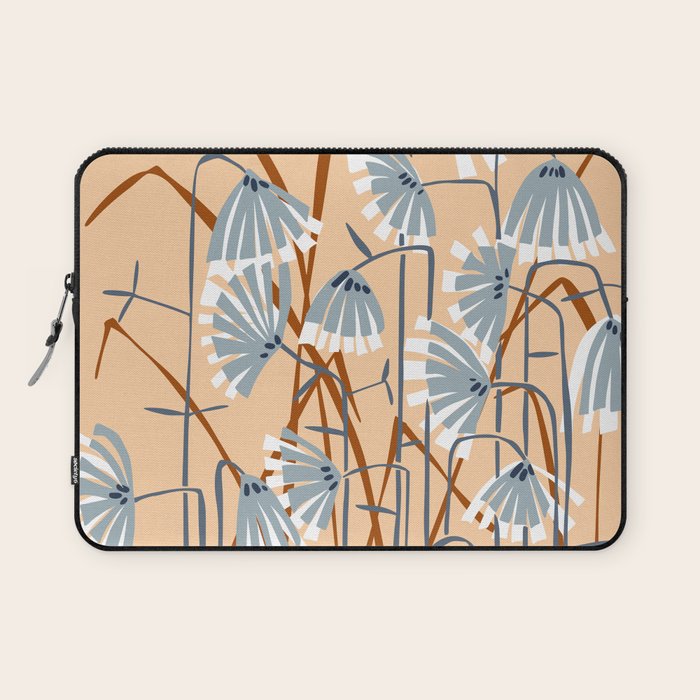 Linocut flower meadow blush Laptop Sleeve Gallery Image 1