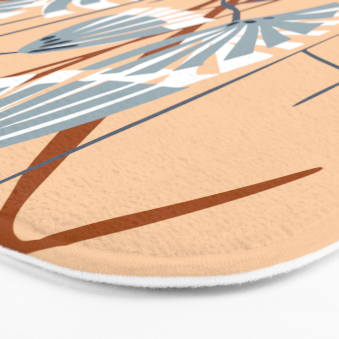 Linocut flower meadow blush Bath Mat Gallery Image 3