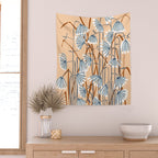 Linocut flower meadow blush Wall Tapestry Gallery Image 2