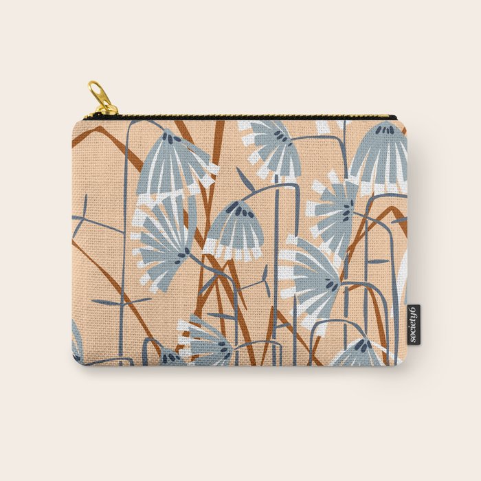 Linocut flower meadow blush Carry All Pouch Gallery Image 1