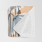 Linocut flower meadow blush Throw Blanket Gallery Image 3