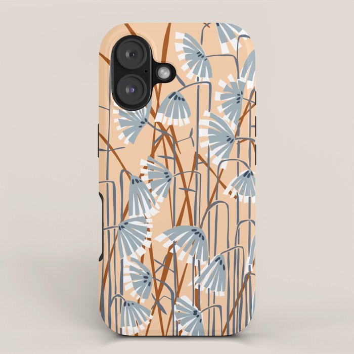 Linocut flower meadow blush iPhone Case Gallery Image 1