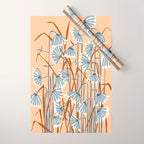 Linocut flower meadow blush Wrapping Paper Gallery Image 1