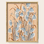 Linocut flower meadow blush Serving Tray Gallery Image 1
