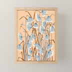 Linocut flower meadow blush Mini Art Print Gallery Image 1