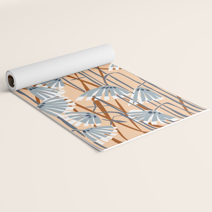 Linocut flower meadow blush Yoga Mat Gallery Image 2