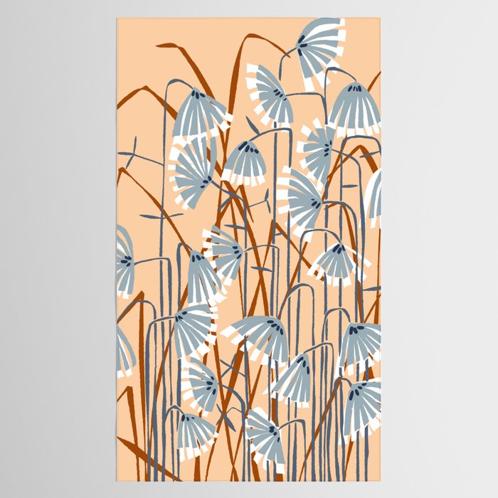 Linocut flower meadow blush Tablecloth Gallery Image 2