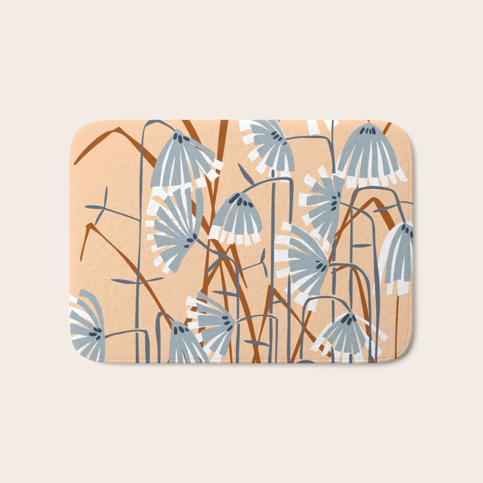 Linocut flower meadow blush Bath Mat Gallery Image 1