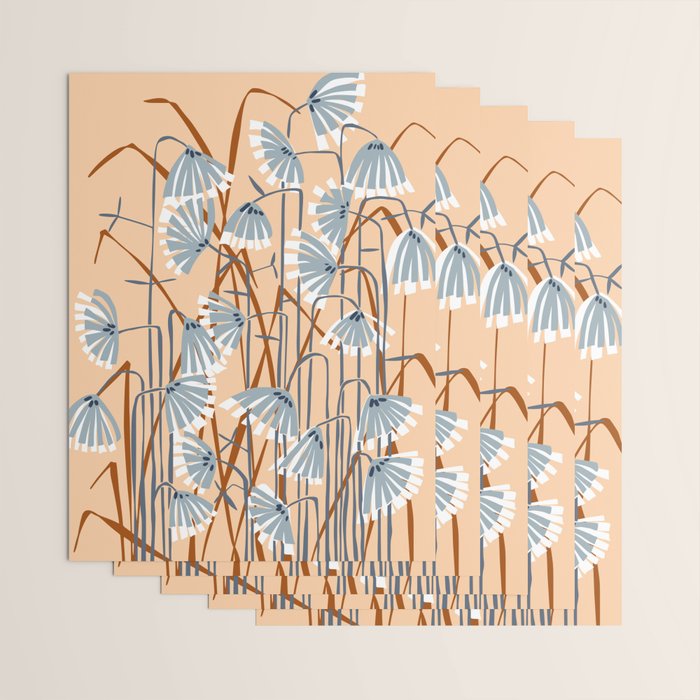 Linocut flower meadow blush Wrapping Paper Gallery Image 3