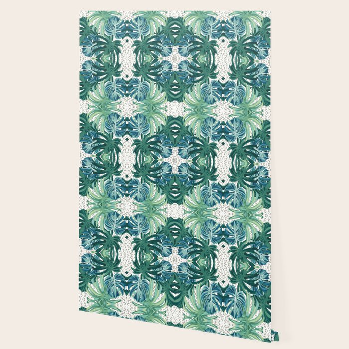 Tropical Palms, Green and Blue, Abstract Wallpaper Gallery Image 2