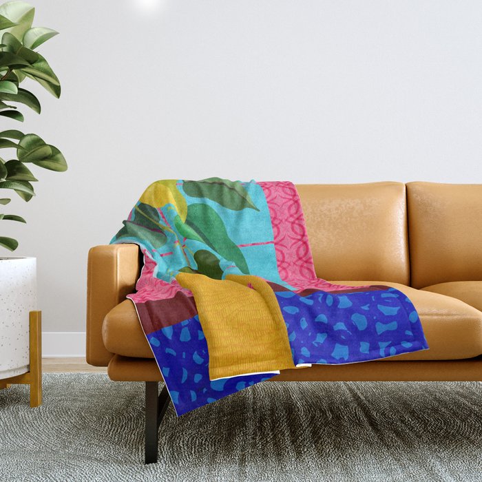 Miami Botanic Still Life Throw Blanket Gallery Image 1