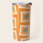 Vintage flower postage stamp pattern Travel Mug Gallery Image 2