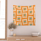 Vintage flower postage stamp pattern Wall Tapestry Gallery Image 2
