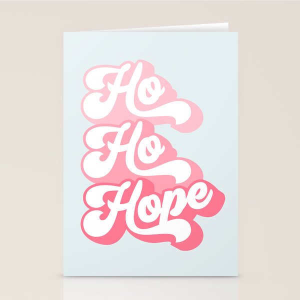 Retro Christmas Pun 'Ho Ho Hope' #positivevibes #Pink Stationery Card Gallery Image 1