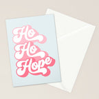 Retro Christmas Pun 'Ho Ho Hope' #positivevibes #Pink Stationery Card Gallery Image 2